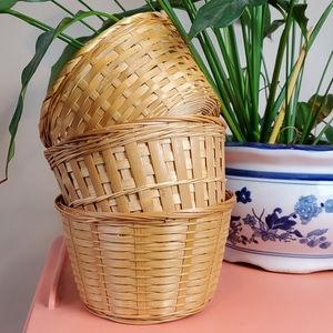 Wicker basket set of 3 round